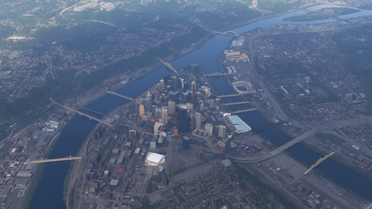 Pittsburgh, Pennsylvania City & Bridges Pack for MSFS & MSFS 2024 by DfflyerDirect
