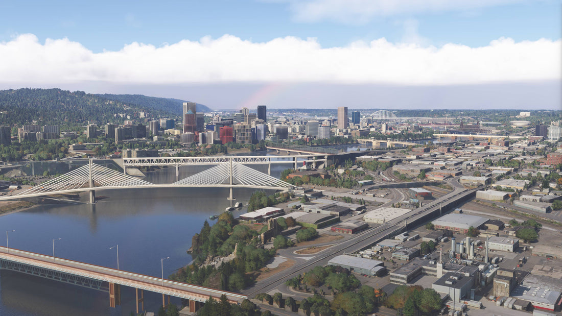 Portland skyline and Willamette River bridges
