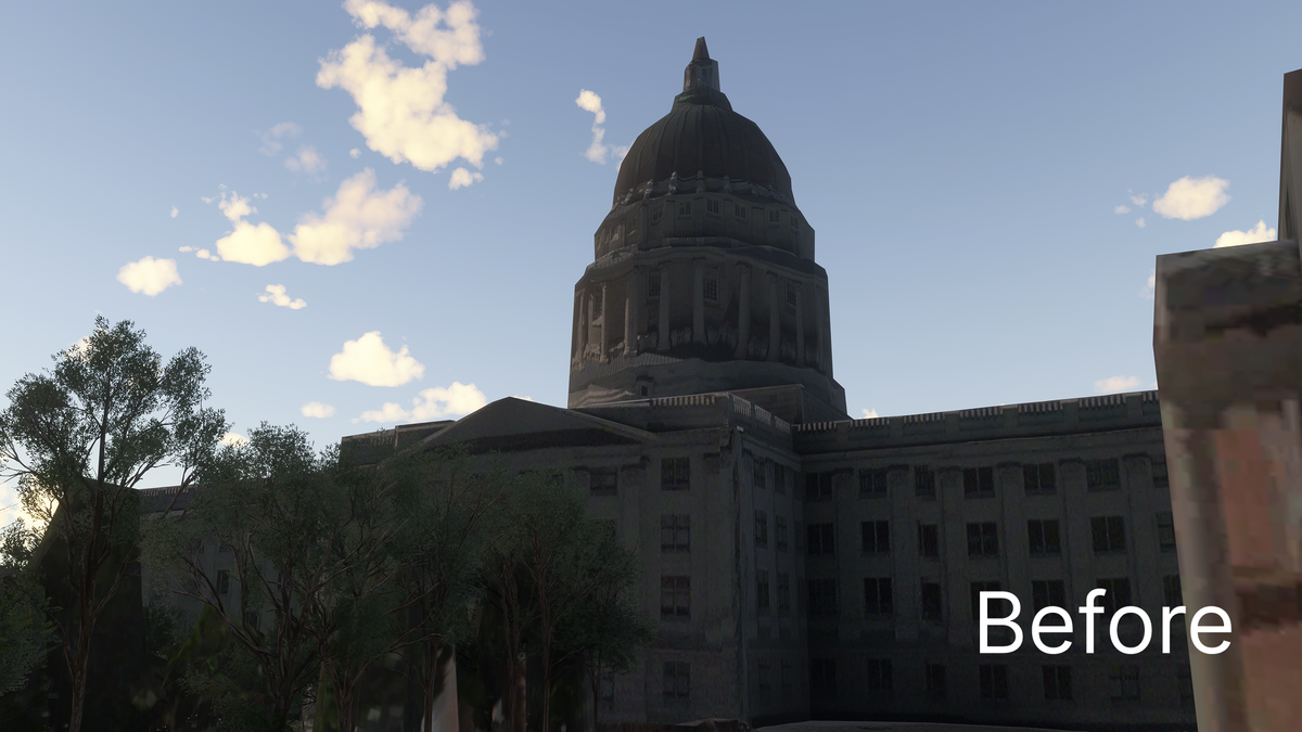 Default MSFS scenery: Utah State Capitol dome and facade