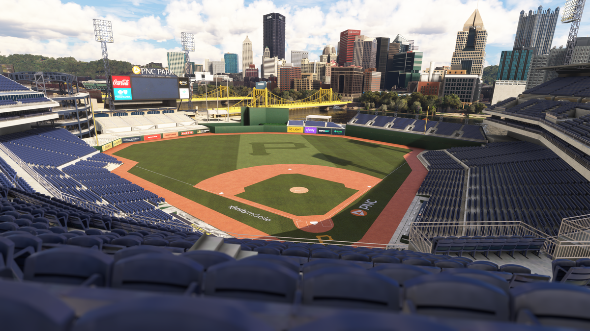 After: Dfflyer Direct scenery, PNC Park seating, baseball field, and Pittsburgh skyline
