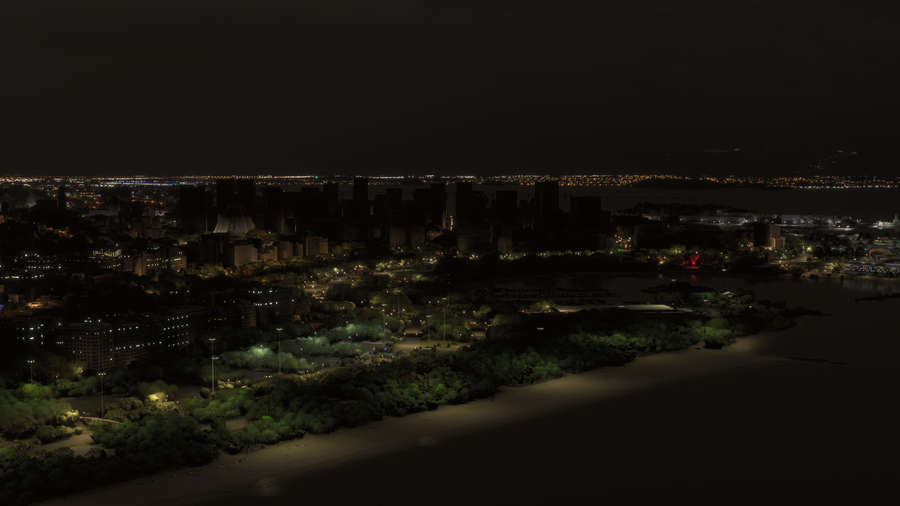 Rio beachfront and downtown skyline at night, default scenery